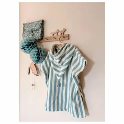 Poncho de bain Suzon rayé | Bleu ciel