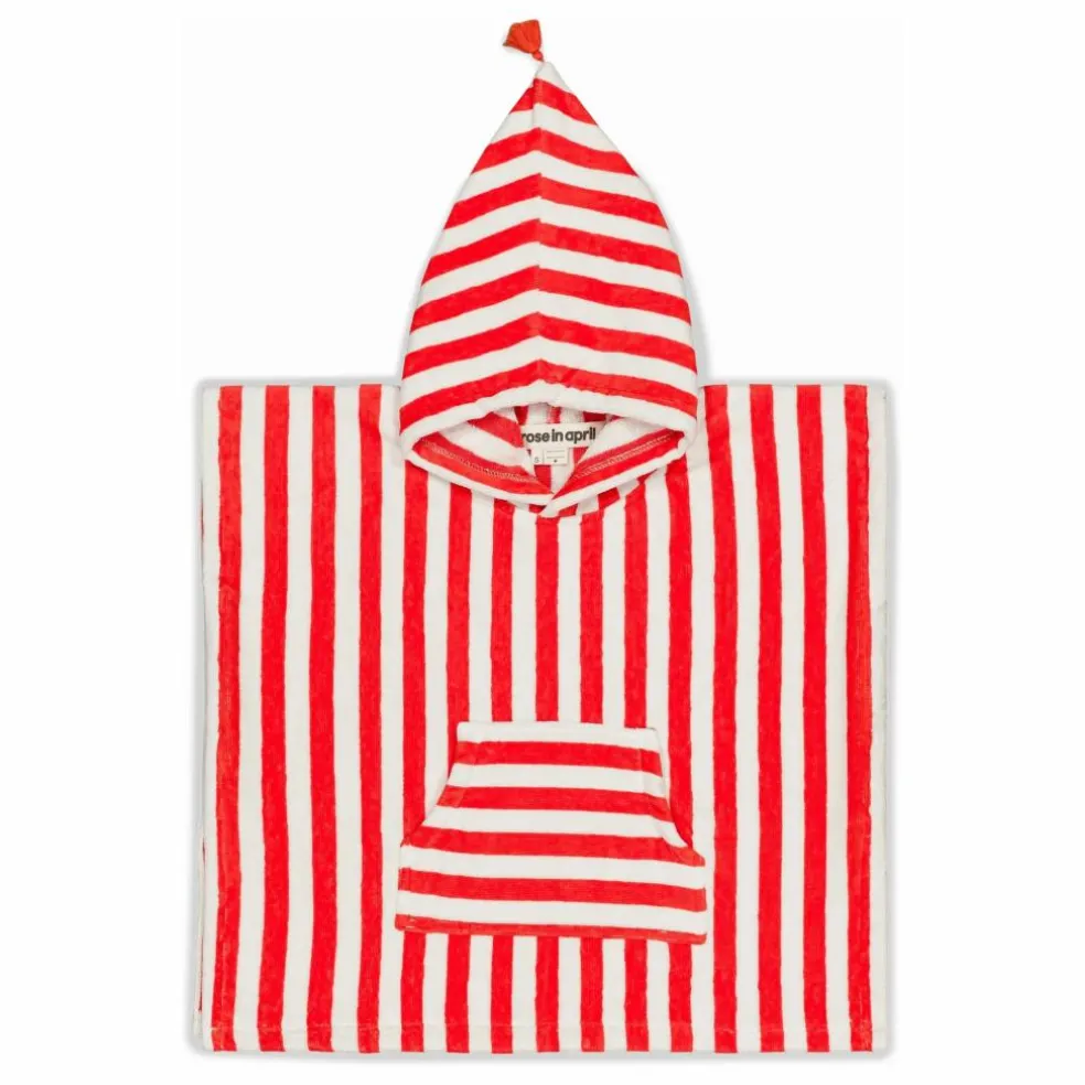 Poncho de bain Suzon rayé | Rouge
