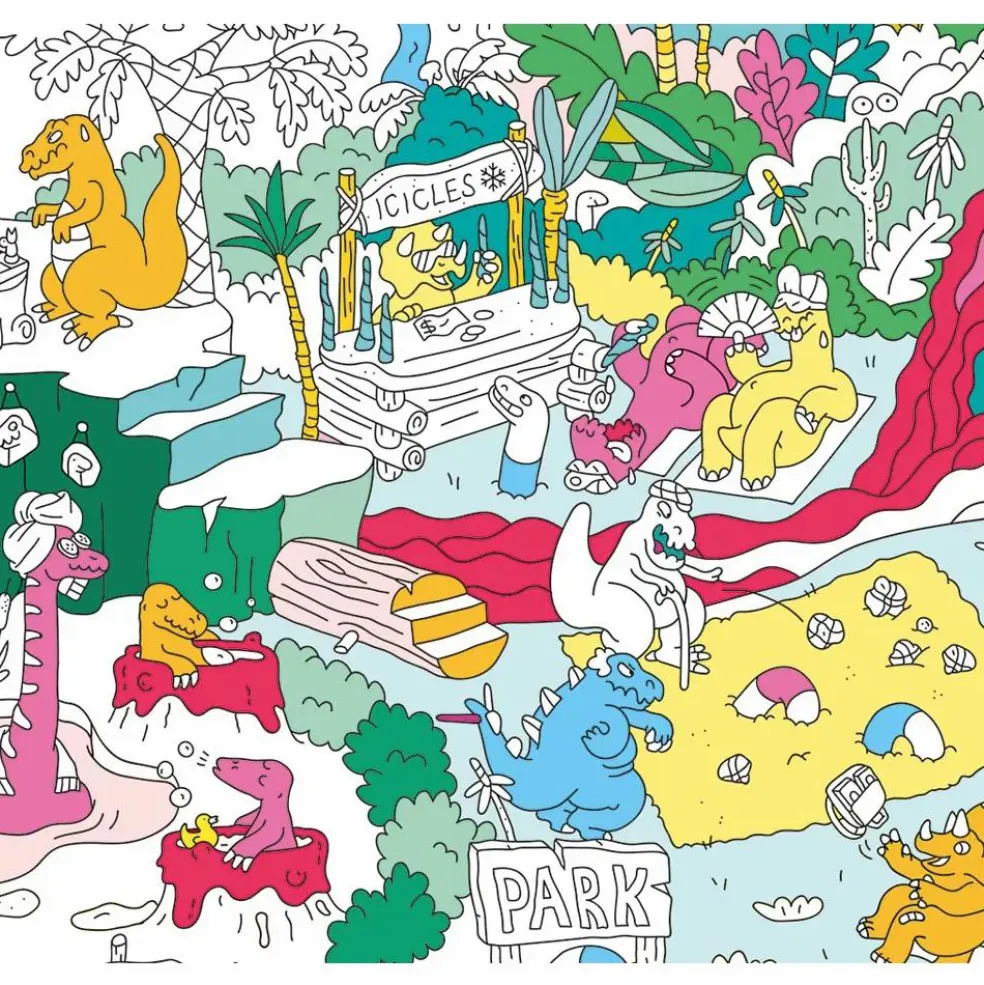 Poster géant à colorier Dinos