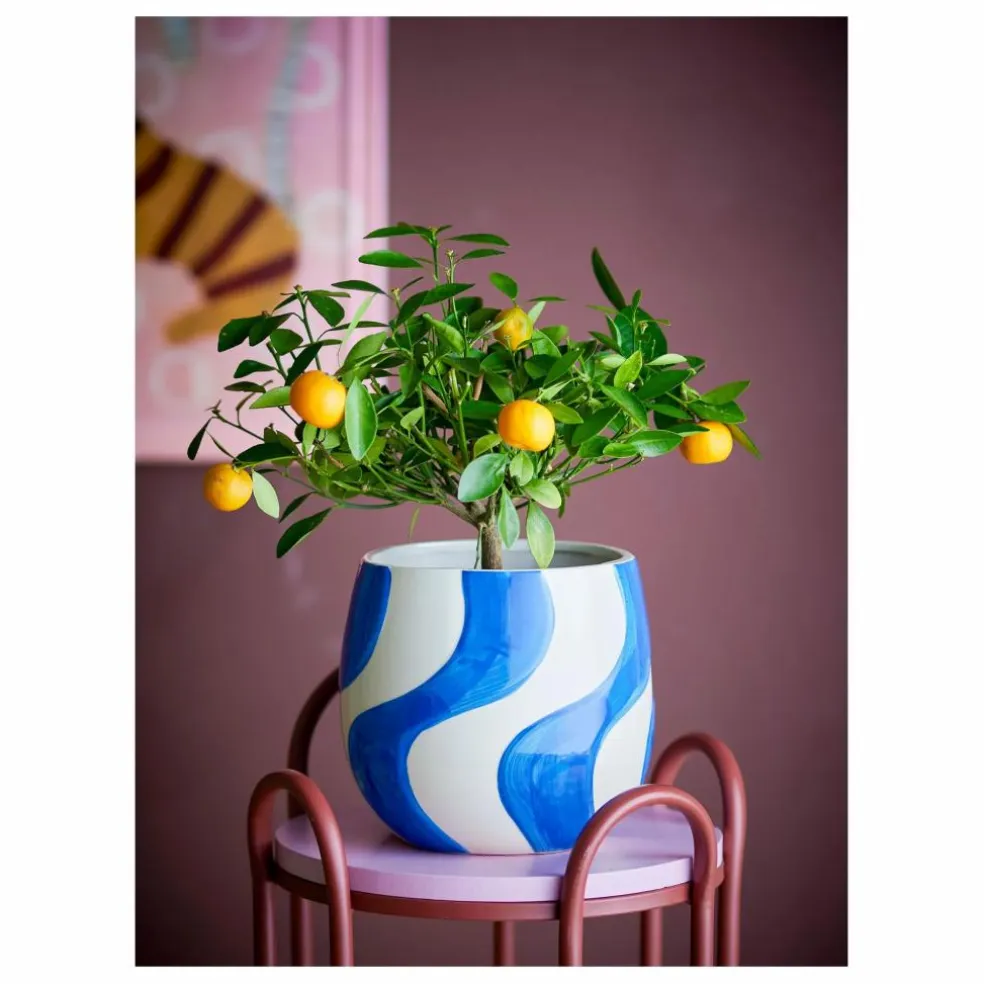 Pot de fleurs Romy en grès | Bleu
