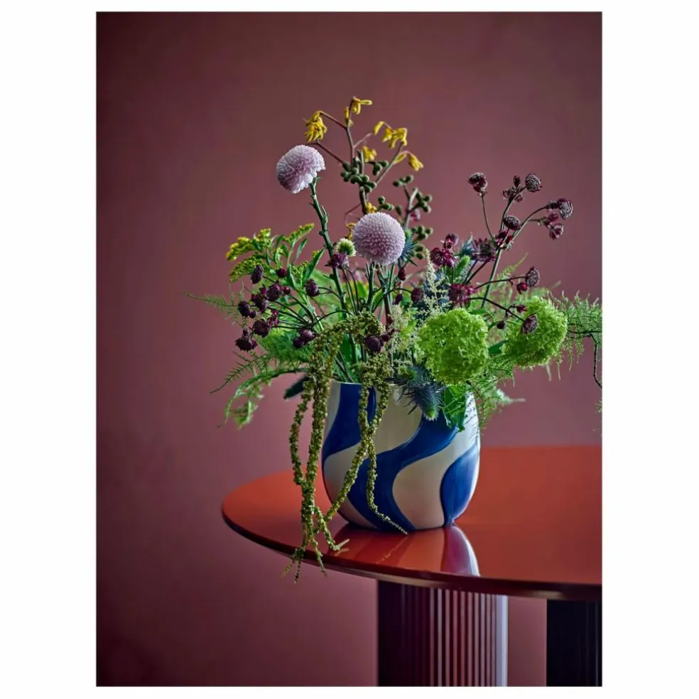 Pot de fleurs Romy en grès | Bleu