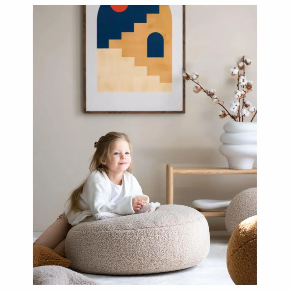 Pouf en teddy | Beige