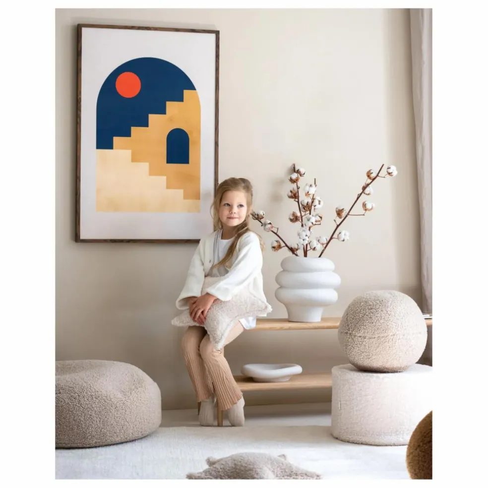 Pouf en teddy | Ecru
