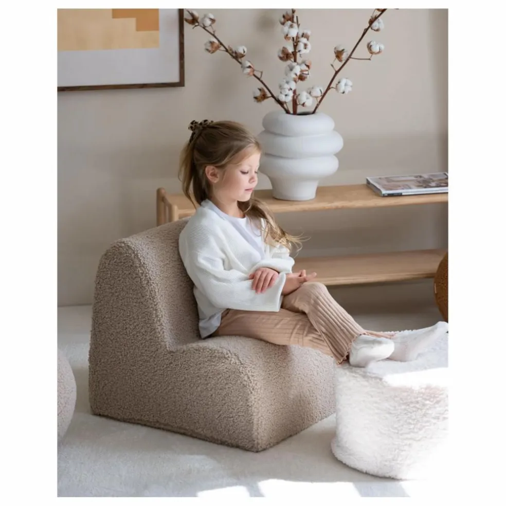 Pouf en teddy | Ecru
