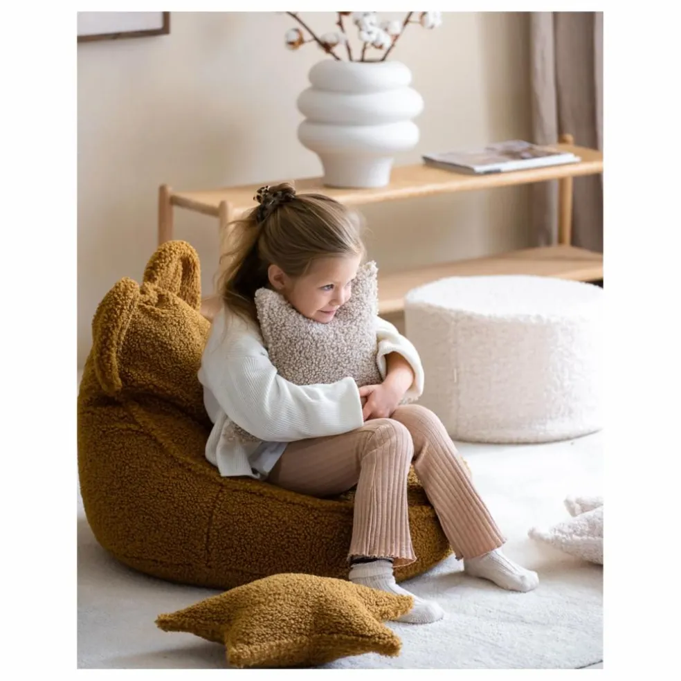 Pouf en teddy | Ecru
