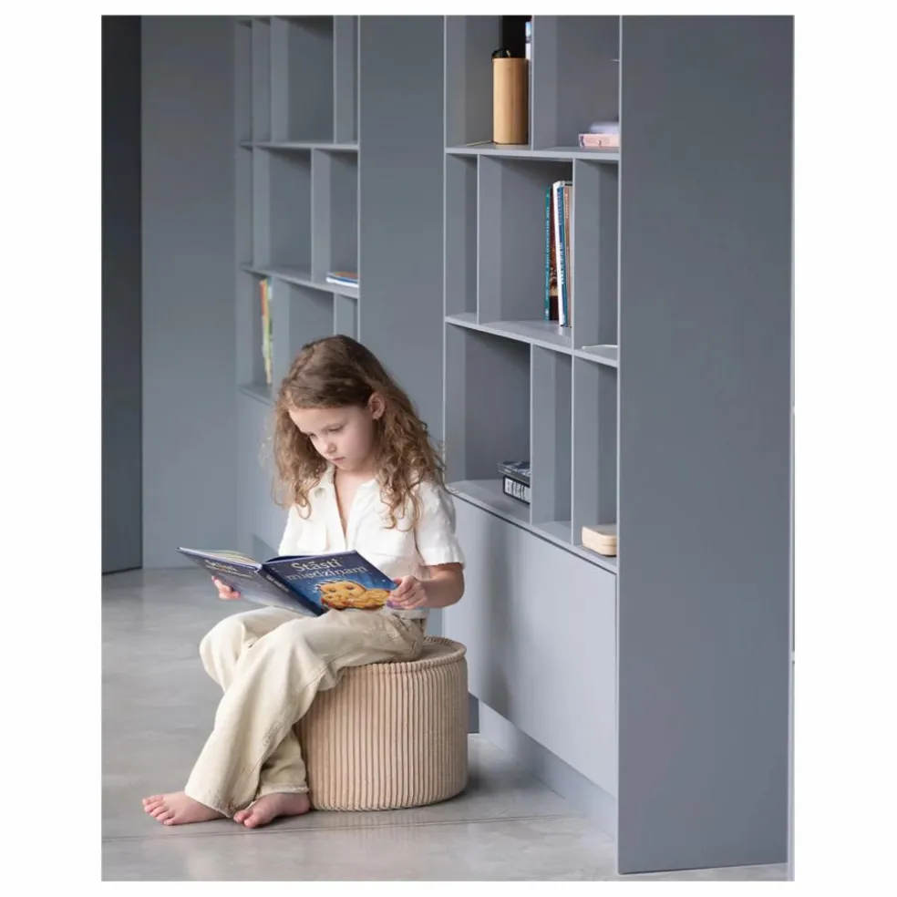 Pouf en velours côtelé | Beige