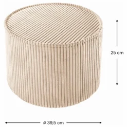 Pouf en velours côtelé | Beige