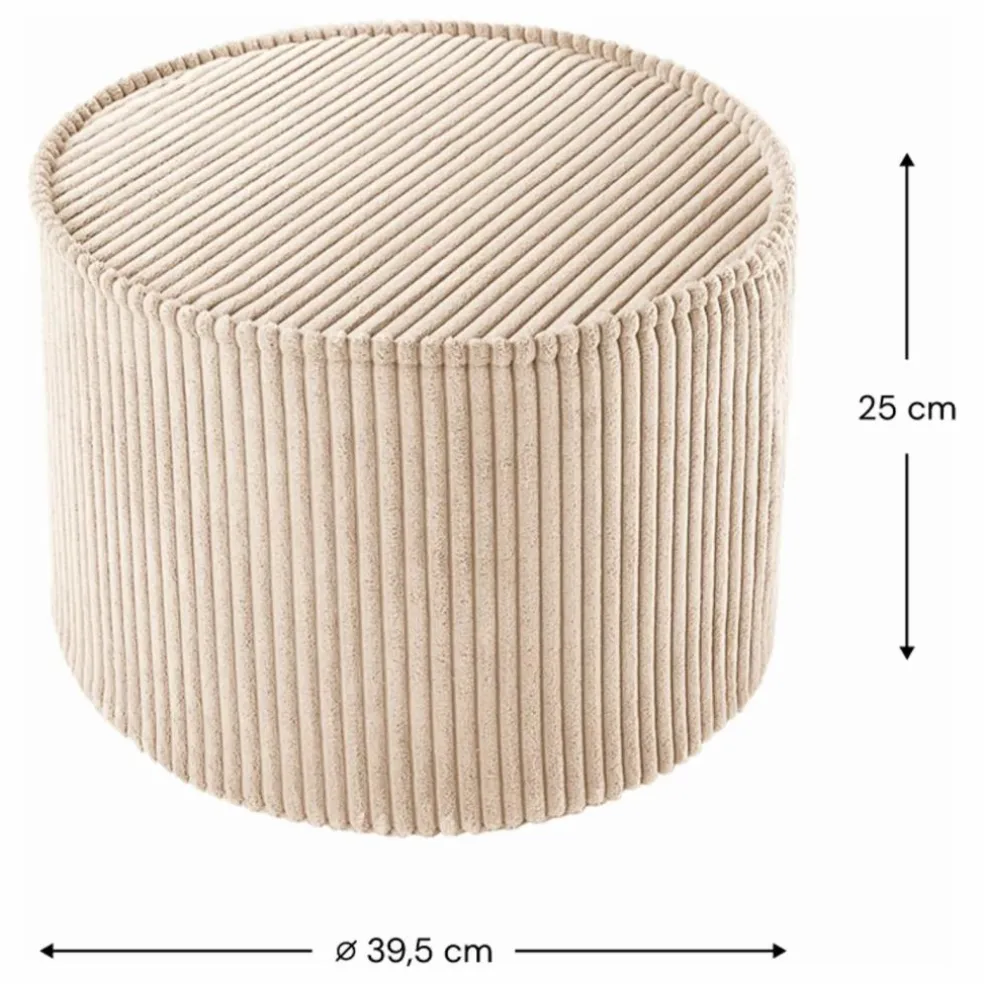 Pouf en velours côtelé | Beige