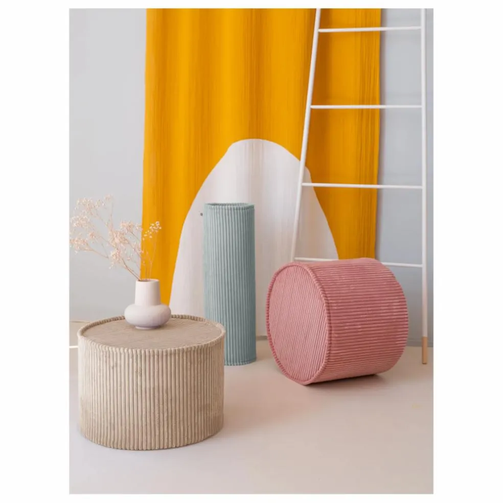 Pouf en velours côtelé | Beige