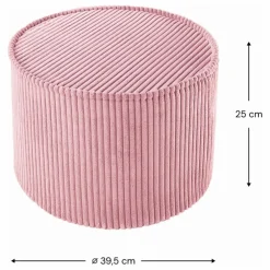 Pouf en velours côtelé | Rose