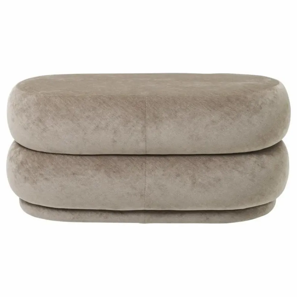 Pouf en velours dévoré | Beige
