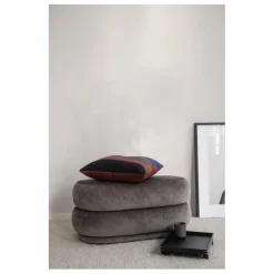 Pouf en velours dévoré | Beige