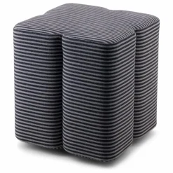 Pouf Fiori en tissu rayé | Bleu nuit
