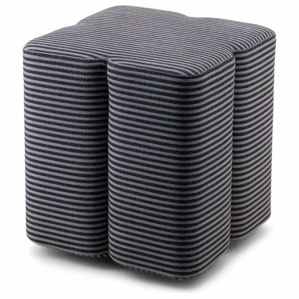 Pouf Fiori en tissu rayé | Bleu nuit