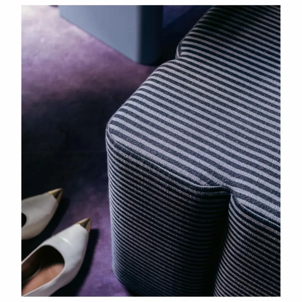 Pouf Fiori en tissu rayé | Bleu nuit