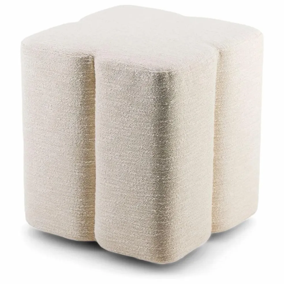 Pouf Fiori en tissu tramé | Crème