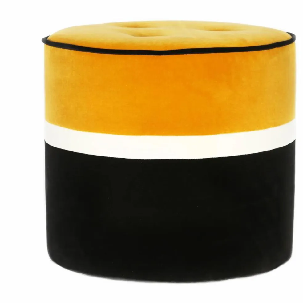 Pouf Léo en velours | Ocre