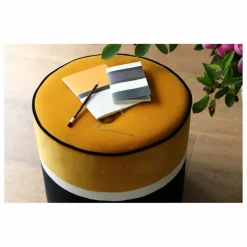 Pouf Léo en velours | Ocre