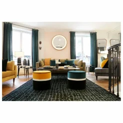 Pouf Léo en velours | Ocre