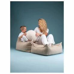 Pouf ottoman en teddy | Beige