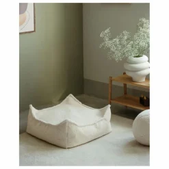 Pouf ottoman en teddy | Ecru