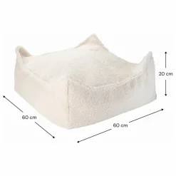 Pouf ottoman en teddy | Ecru
