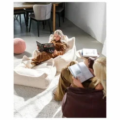 Pouf ottoman en teddy | Ecru