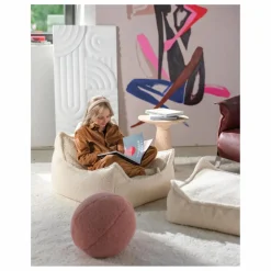 Pouf ottoman en teddy | Ecru