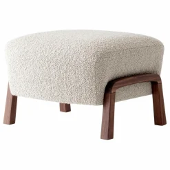 Pouf ottoman Wulff ATD3, piètement noyer | Ivoire