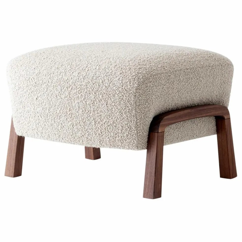 Pouf ottoman Wulff ATD3, piètement noyer | Ivoire