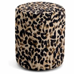Pouf rond Mobile en jacquard de coton | Léopard