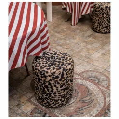 Pouf rond Mobile en jacquard de coton | Léopard