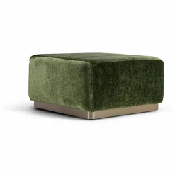 Pouf Rotondo en velours côtelé brillant | Vert olive