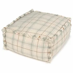 Pouf Tartan | Bleu Glacier