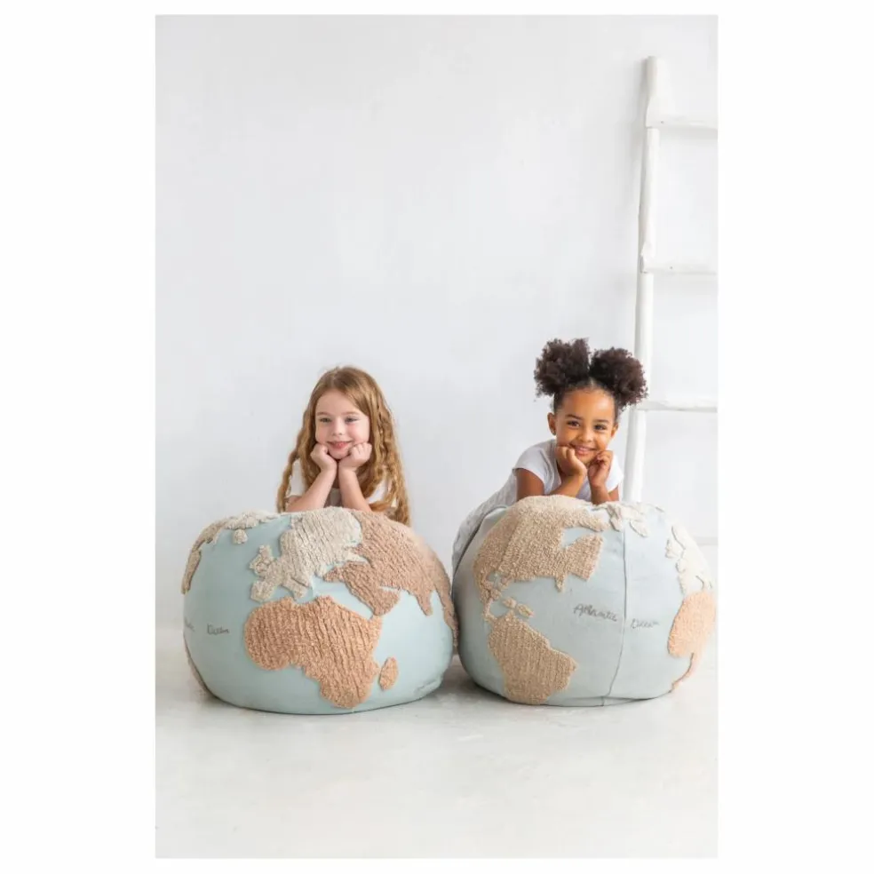 Pouf World map | Bleu ciel