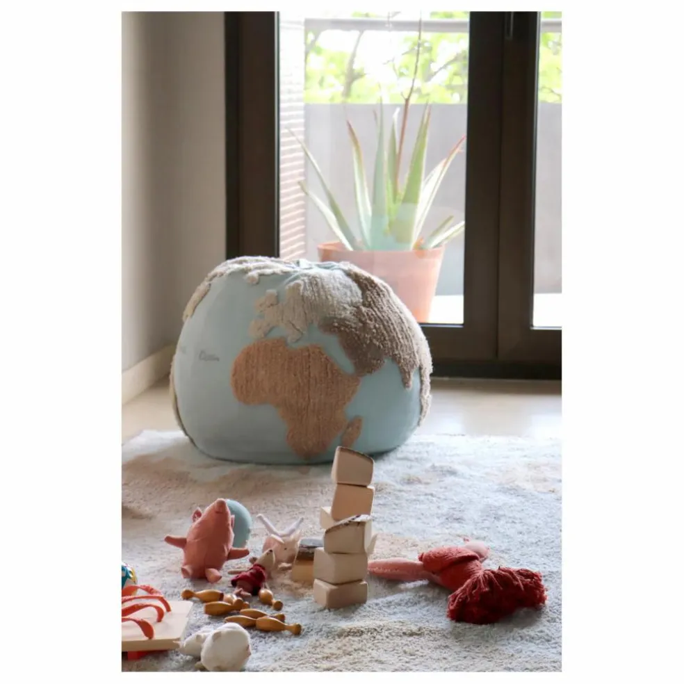 Pouf World map | Bleu ciel