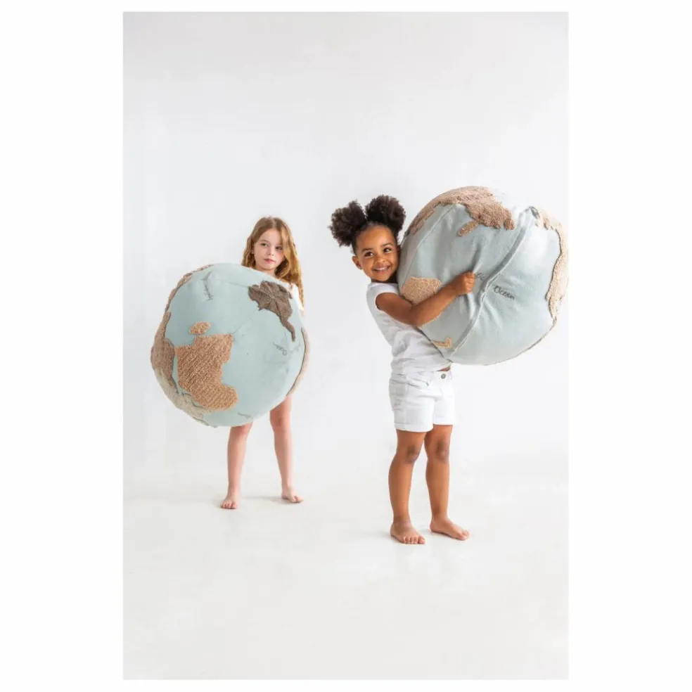 Pouf World map | Bleu ciel
