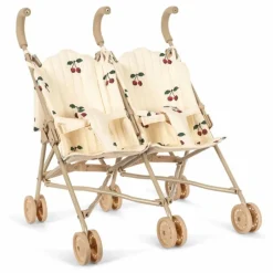 Poussette pour poupées jumelles Cerise | Ecru