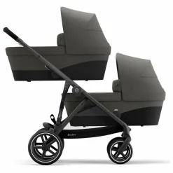Poussette évolutive Gazelle S châssis noir | Gris clair