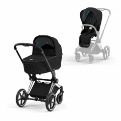 Poussette évolutive Priam 2022 châssis chrome | Noir