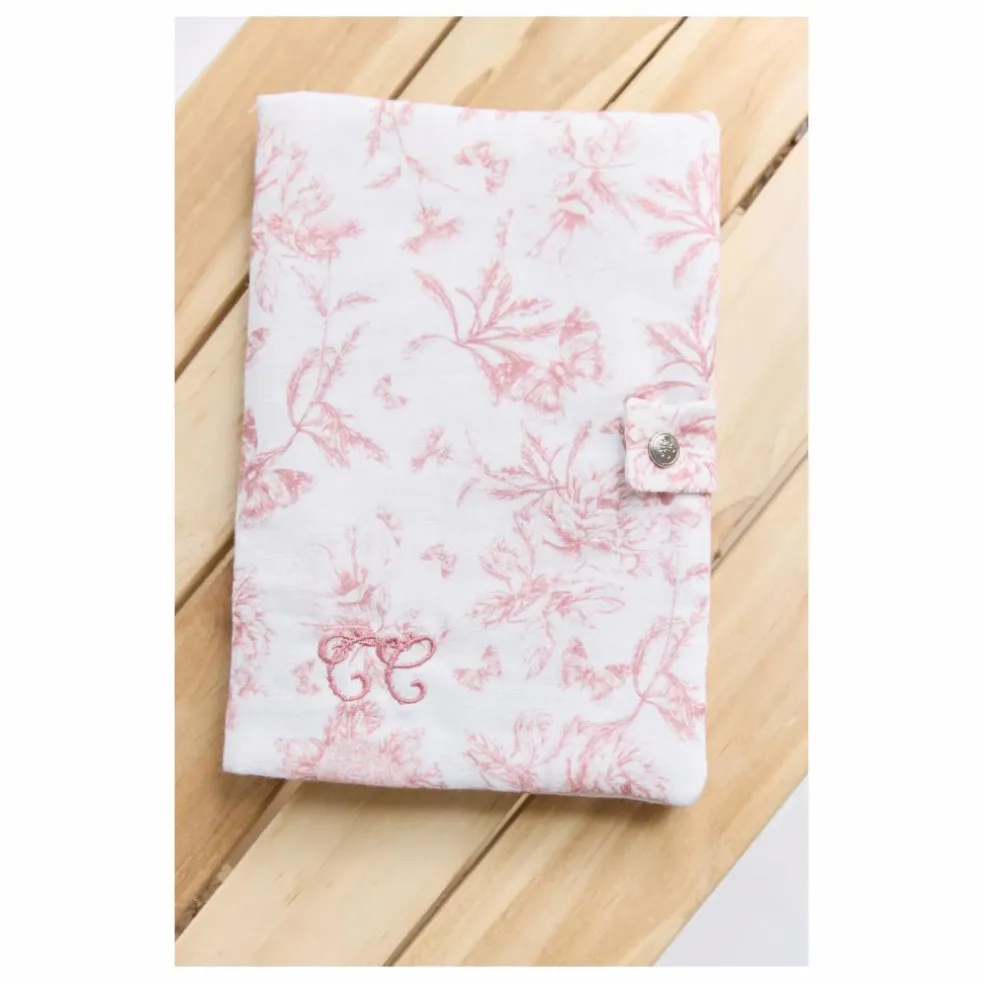 Protège carnet de santé Toile de Jouy | Rose pêche
