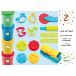 Pâte à modeler 4 pots et 21 outils