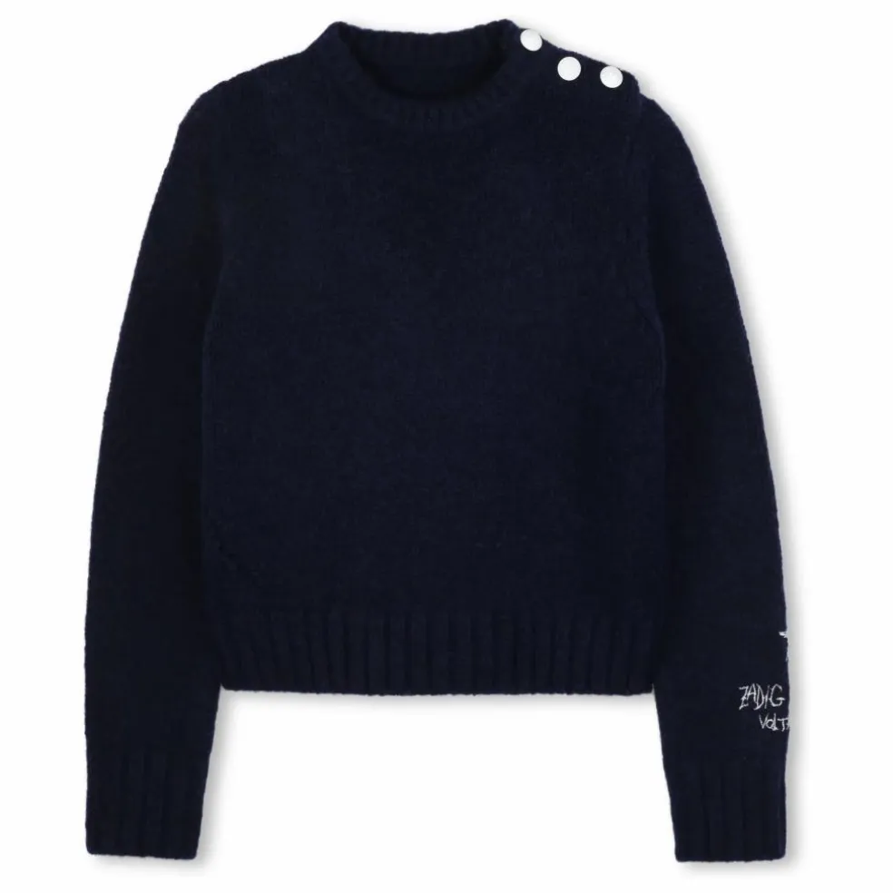 Pull Boutonné Laine | Bleu marine