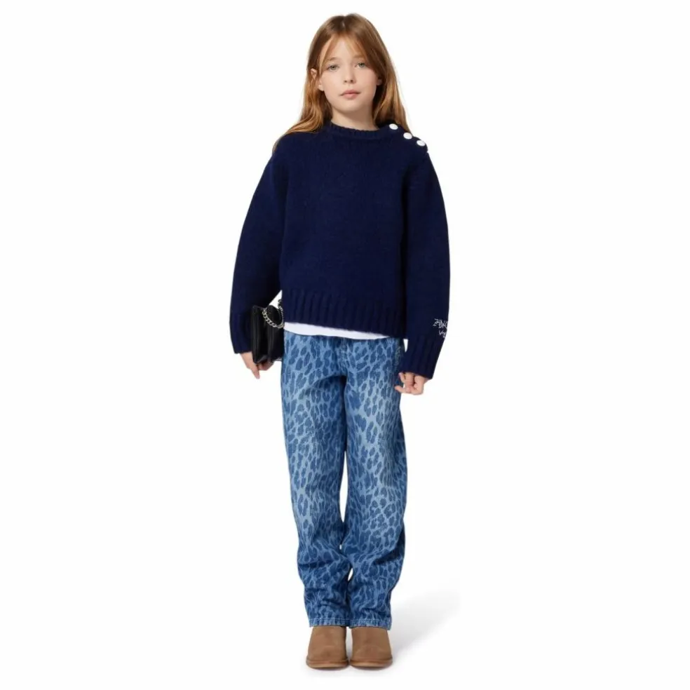 Pull Boutonné Laine | Bleu marine
