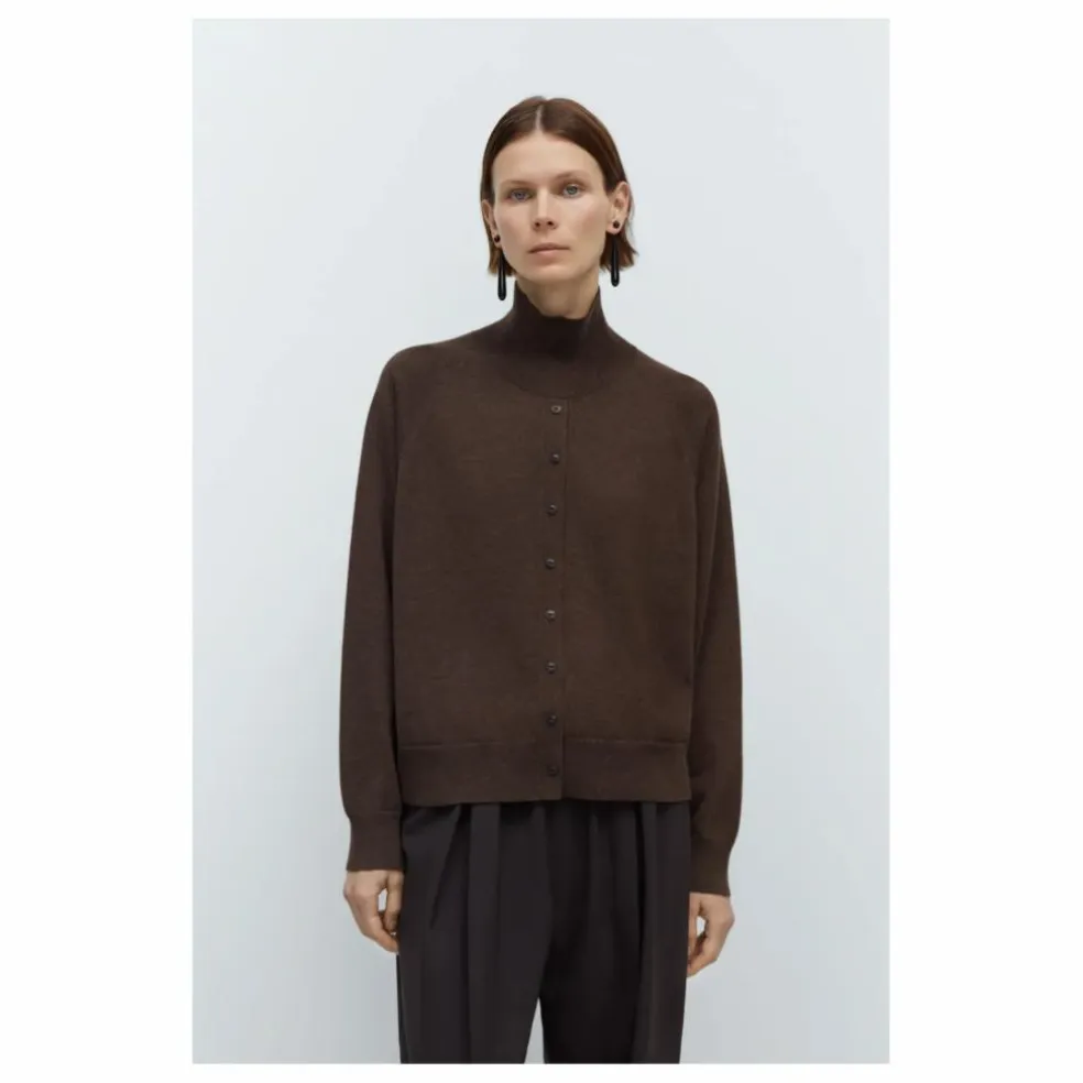 Pull Boutonné Laine Mérinos Extra Fine | Marron