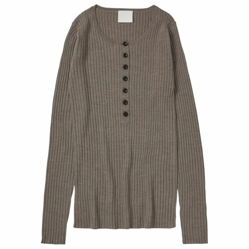 Pull Boutonné Laine Mérinos - Collection Femme | Noisette
