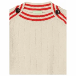 Pull Boutons Zigzag Maille Fine Laine de Mérinos | Ecru