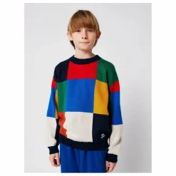 Pull Carreaux Coton Bio | Bleu