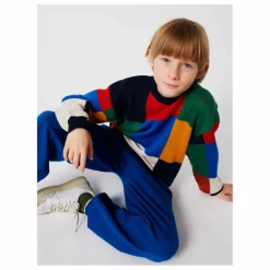 Pull Carreaux Coton Bio | Bleu