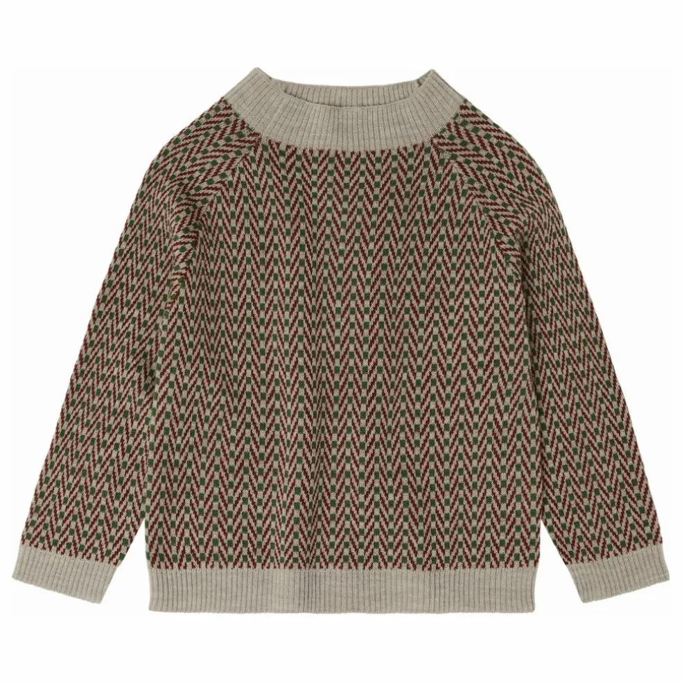 Pull Chevrons Laine de Mérinos | Beige chiné
